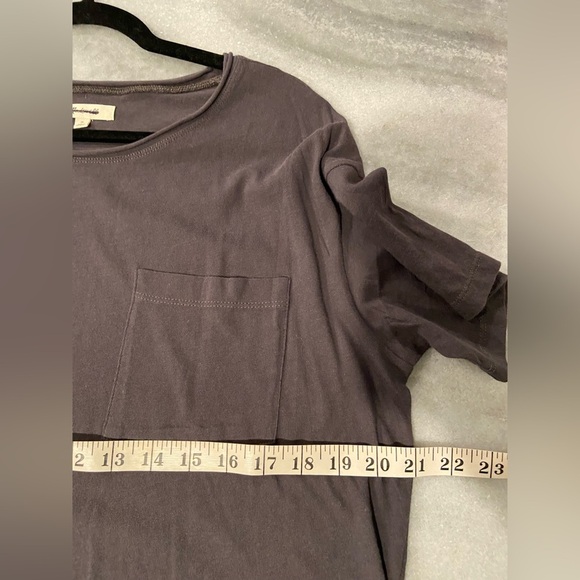 NWOT Madewell Size M Charcoal Gray Short Sleeve Crew Split Hem Pocket Tee Shirt - Picture 8 of 9
